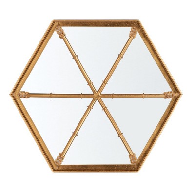 Gold Faux Bamboo Metal and Glass Accent Table