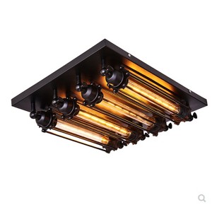 YIYIBYUS 4-Light Black Industrial Square Semi-Flush Mount Ceiling Light - 1 of 4