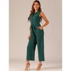 Allegra K Women's Button Down Collared Wide Leg Tie-Waist Sleeveless Jumpsuits - image 3 of 4