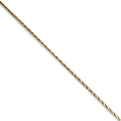 Black Bow Jewelry 0.9mm 14k Yellow Gold Solid Round Snake Chain Necklace