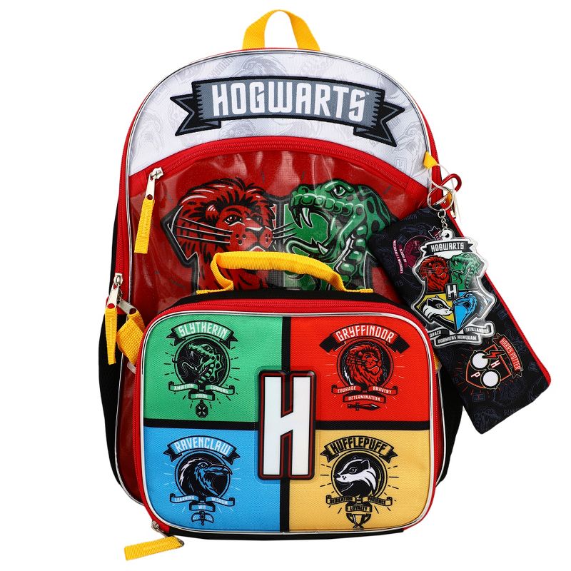 Harry Potter Backpack Hogwarts Houses 5-Piece Backpack Bag Set, 1 of 7