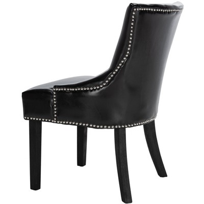 Transitional Black Leather Upholstered Parsons Side Chair