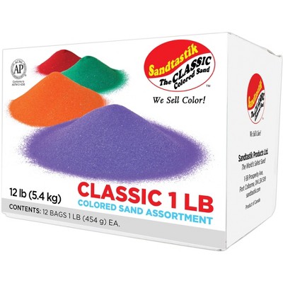 Sandtastik Colored Sand, 1 Pound Bags, Assorted Colors, Set of 12