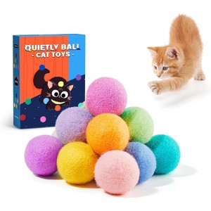 Potaroma 12 Pcs Quiet Play Felt Cat Ball Toys with Catnip Inside - 1 of 3