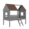 Whisen Morden Design Twin Size Low Loft Wood House Bed with Two Side Windows - 4 of 4