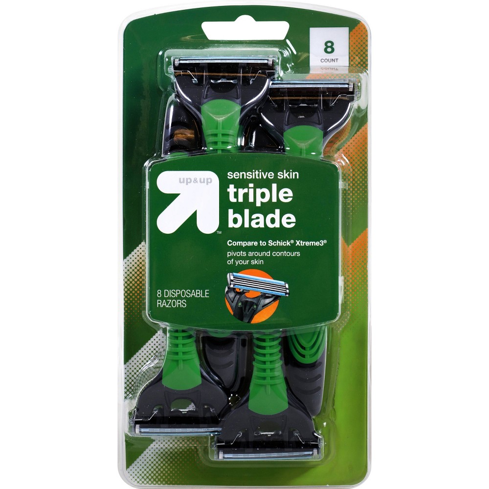 Men's Triple Blade Sensitive Skin Disposable Razor - 8ct - up & up