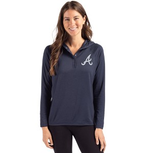 Atlanta Braves Cutter & Buck Coastline Epic Comfort Recycled Womens Hooded Shirt - 1 of 1