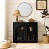 GDFStudio Raleign Mid-Century Modern 39" Wood Storage Cabinet with 2 Outlet Holes - 3 of 4