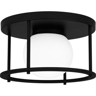 Matte Black Glass 10" Modern Flush Mount Light