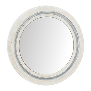 Wood Handmade Wall Mirror Distressing White - Olivia & May: Farmhouse Style, MDF Frame, No Assembly Required - 1 of 4