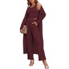 Ekouaer Women's 3 Piece Lounge Set Pajama Long Sleeve Cardigan Sleeveless Top Pants Sweatsuit - 4 of 4