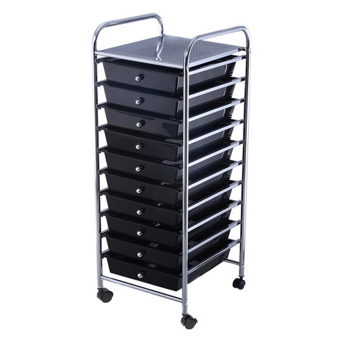 Iris 9 Drawer Storage Cart With Organizer Top Black : Target