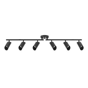 6-Light Matte Black Foldable Track Lighting with Pivoting Shades - Globe Electric