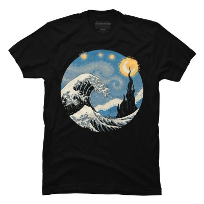 Men's Design By Humans The Great Starry Wave By vincenttrinidad T-Shirt