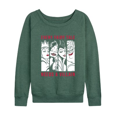 Women's - Disney Villains - Every Fairy Tale Needs A Villian Lightweight French Terry Wide Neck Long Sleeve Shirt