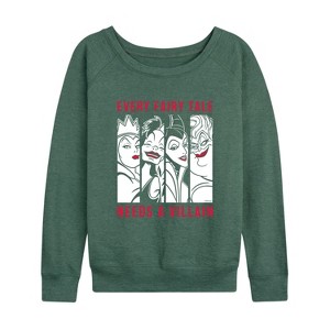 Women's - Disney Villains - Every Fairy Tale Needs A Villian Lightweight French Terry Wide Neck Long Sleeve Shirt - 1 of 4