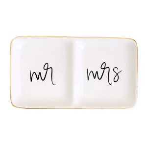 Sweet Water Decor Mr. and Mrs. Jewelry Dish - 7.2x4" - 1 of 4