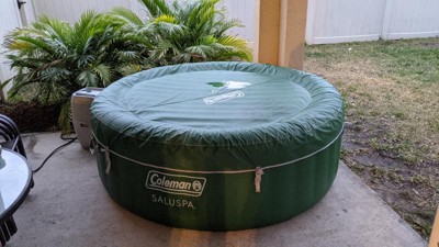 Coleman SaluSpa 6 Person Round Portable Inflatable Outdoor Hot Tub Spa with  140 Air Jets, Cover, and Pump, Green