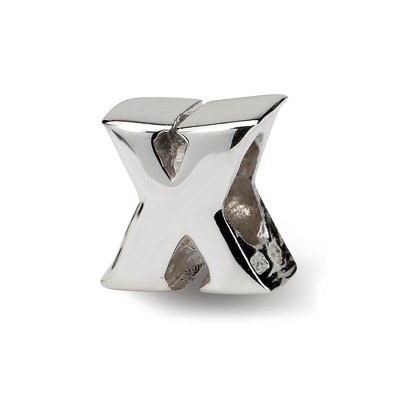 Black Bow Jewelry Sterling Silver Letter X Polished Bead Charm, 10mm