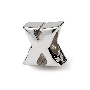 Black Bow Jewelry Sterling Silver Letter X Polished Bead Charm, 10mm - 1 of 3