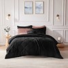 4 Pcs Stylish Velvet Comforter Set, All Season Home Textile for Modern Bedroom Decor, Black, Full/Queen - 3 of 4