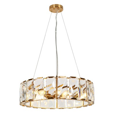 LNC Ethel 6-Lights 23.6" Modern Luxury Crystal Drum Chandelier for Dining Room, Gold