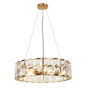 LNC Ethel 6-Lights 23.6" Modern Luxury Crystal Drum Chandelier for Dining Room, Gold/Black - 1 of 4