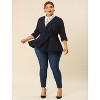 Agnes Orinda Women's Plus Size Notched Lapel Ruffle Peplum Ruched Buttons Outfits Blazers - 3 of 4