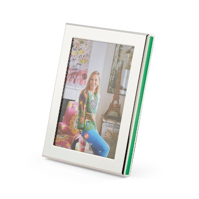 Kit Kemp by Spode Photo Frame, Cabana Design, Silverplate with Velvet Backing, Elegant Tabletop Decor, Perfect for Showcasing Cherished Memories
