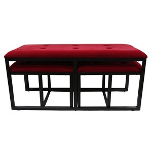 Tufted Metal Bench with 2 Seating Red - Ore International - 1 of 4