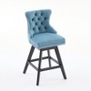 DSVIMOY Counter and Bar Stool Set of 2 Swivel Velvet Barstools with Button Tufted and Wooden Legs for Kitchen, Light Blue, 25.5"*18.1"*18.9" - 2 of 4