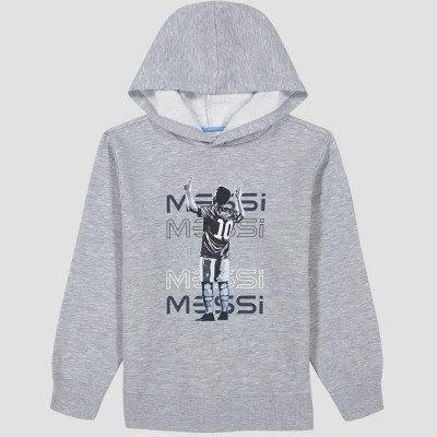 Boys' Messi Graphic Hooded Pullover Sweatshirt - Gray
