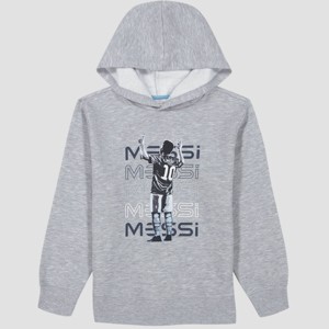 Boys' Messi Graphic Hooded Pullover Sweatshirt - Gray - 1 of 3