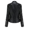 Clearlove Womens Casual Light Studded Shoulder Long Sleeve Cropped Zipper Moto Biker Faux Leather Jacket Coats - 2 of 4