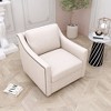 Zeus & Ruta 360° Swivel Armchair with Brass Nail Decor, Cotton Linen Skin-Friendly Fabric, Ergonomic Design for Indoor Living/Bedroom - 3 of 4