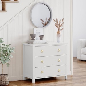 29 inch Tall Modern Tall Drawer Dresser with Storage, Wooden Chest of Drawers Freestanding for Bedroom, Living Room, White - 1 of 4