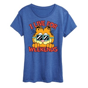 Women's - Garfield - I Live For Weekends Short Sleeve Graphic T-Shirt - 1 of 4