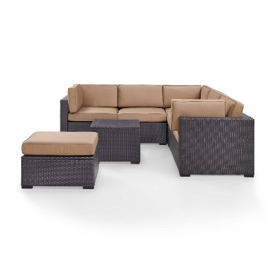 Biscayne 5pc Outdoor Wicker Sectional Set - Mocha - Crosley