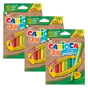 CARIOCA Eco Family Joy Fine Tip Washable Felt Tip Pens, 12 Per Pack, 3 Packs - 1 of 4