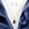 Slickblue Women's Crystal Teardrop Pendant Necklace & Small Ball Earrings, Perfect for Date Night, 16"+2", Color Options - 2 of 3
