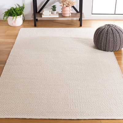 Ivory Flat Woven Wool 6' x 9' Handmade Area Rug