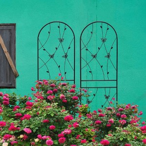 Gulches 2 Pack Metal Garden Trellis 71" x 19.7" Rustproof Trellis for Climbing Plants Outdoor Flower Support Butterfly Deco Black - 1 of 4