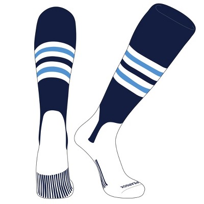 PEAR SOX OTC Baseball Softball Stirrup Socks (F, 5in) Navy, White, Sky Blue