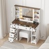 Makeup Vanity Desk, Adult Dressing Table Set, Vanity Desk with Lights Charging Station, Drawers, for Bathroom, Bedroom, White - image 2 of 4