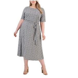 Kasper Womens Polka Dot Fit & Flare Dress, Grey, 24W - 1 of 1
