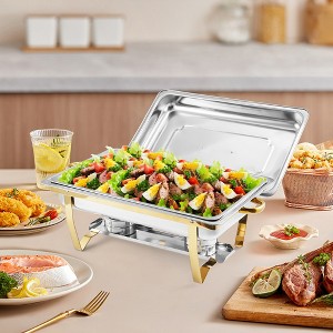 2-Pack Chafing Dishes – 8QT Stainless Steel Buffet Servers & Warmers with Lids & Folding Stands – Perfect for Parties, Dinners, Catering Events - 1 of 4