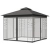 Outsunny 10' x 10' Outdoor Patio Gazebo Canopy with 2-Tier Polyester Roof, Mesh Netting Sidewalls, and Steel Frame - image 4 of 4