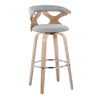 Gray Swivel Wood and Metal Barstool Set of 2