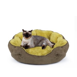 PureWags Small Dog Bed, Round Cat Bed Washable for Indoor Cats, Non-Slip Base and Removable Cushion, Pet Bed for Puppy and Kitten - 1 of 4