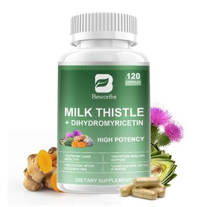 B Beworth Milk Thistle (Silymarin) 30:1 Extract 400mg for Liver Health, 120 Ct - 1 of 4